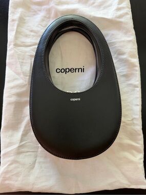 Coperni Black Oval Leather Tote with Top Handle